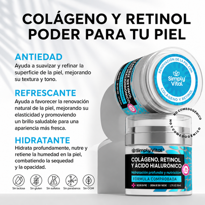 Crema Facial Con Colágeno, Retinol & Ácido Hialurónico