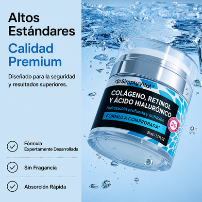 Crema Facial Con Colágeno, Retinol & Ácido Hialurónico